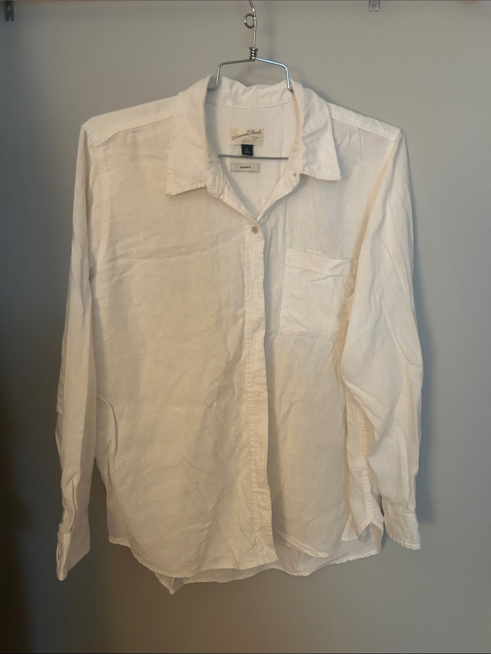 Universal Thread White Button-Down Linen Shirt